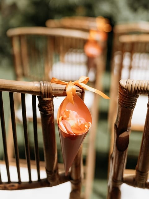 Conos de pétalos en la boda de Michelle y Alejandro